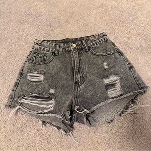 SHEIN Black Distressed Jean Shorts